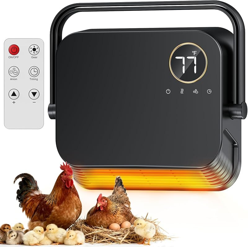 Smart Chicken Coop Heater, 1500W Chicken Heater for Coop with Thermostat — flat panel coop heater for flat panel coop