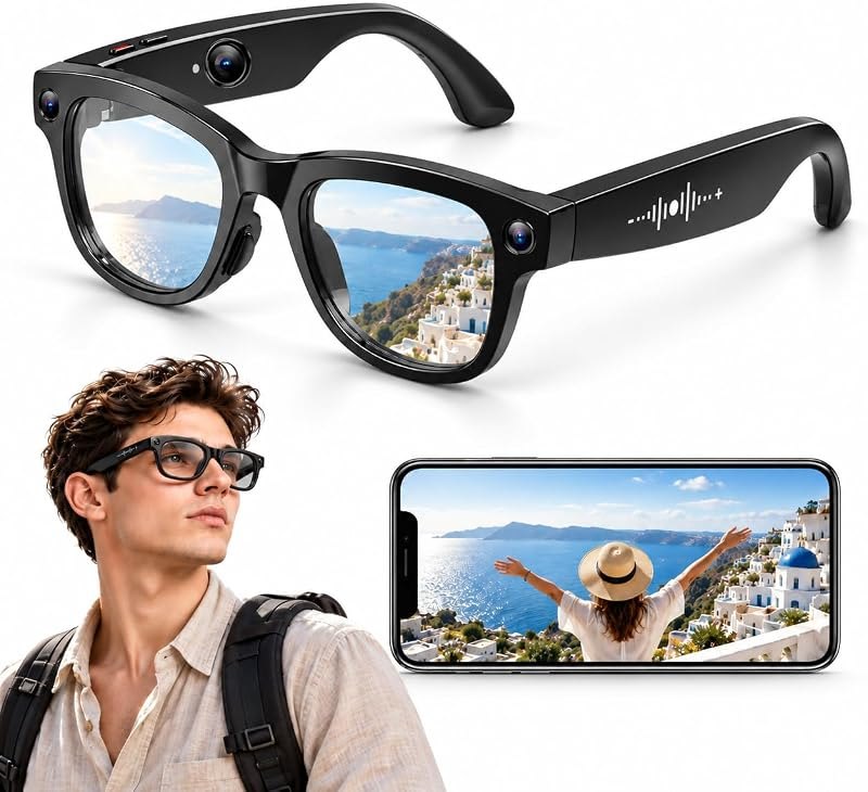 New AI Smart Glasses with 8MP 4K Camera, Video Recording Glasses with Photo — smart open-ear glasses for smart open
