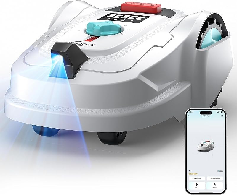 YARDCARE M800Plus Cordless Robot Lawn Mower with GPS + Visual Navigation, Bow-Shaped Path Mowing, APP Control, 4.0Ah