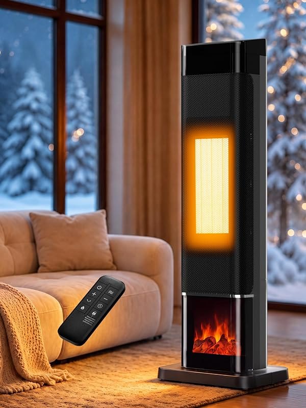 Uthfy Space Heaters for Indoor Use, 1500W Electric Heater for Large Room with 120° Oscillation&Child Lock, 24H Timer