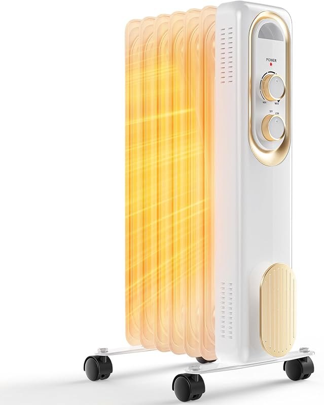 OLIXIS 1500W Oil Filled Radiator Space Heater for Indoor Use, White — best space oil radiator heater for space oil