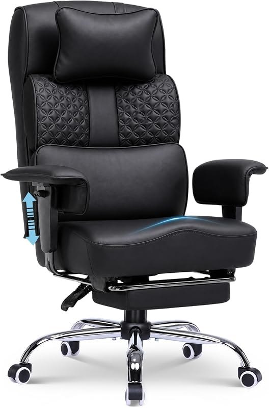 GTPLAYER Big and Tall Office Chair 400lbs Heavy Duty Wide Ergonomic Gaming Chair with Footrest, High Back Computer