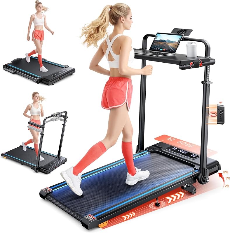 Walking Pad Treadmill with Incline, 2.75/3.0HP Under Desk Treadmill for Home with LED Display, Remote&APP Control, Max