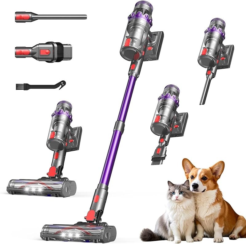 70Mins Powerful Cordless Vacuum Cleaner, Self-Standing Stick Vacuum — cordless pet hair vacuum amazon for cordless pet