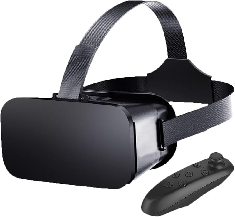 VR Headset for Phone with Controller, Anti-Blue Lens PD & Fl Adjustable Virtual Reality Goggles Set for Kids and