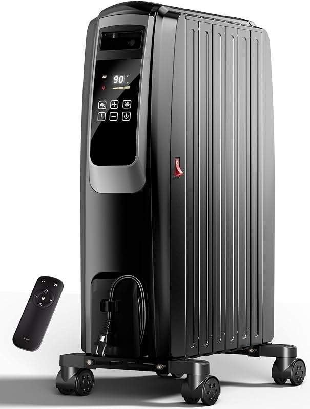 Uthfy Oil Filled Radiator Space Heater with Remote Control, Thermostat, 4 Modes, 24‑Hour Timer