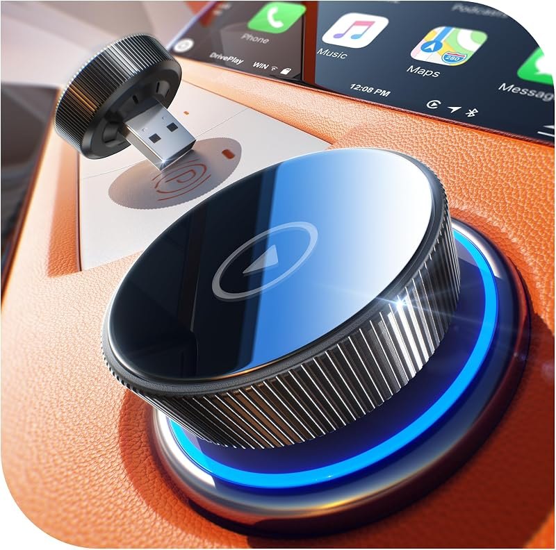 Mini Wireless CarPlay Adapter for iPhone, 2nd Generation, Fast Auto Connection, Plug & Play, Stable for Apple Carplay