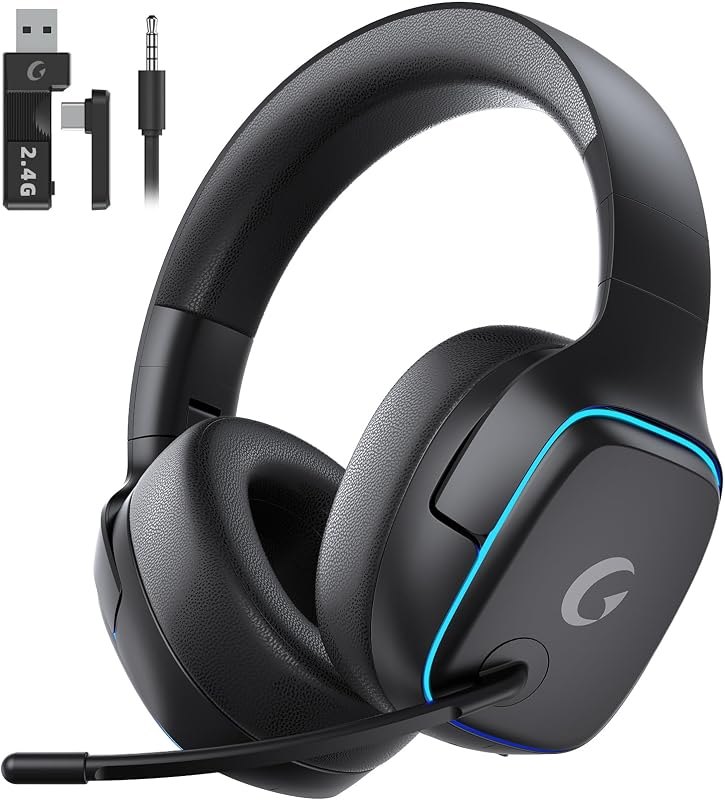 2.4GHz Wireless Gaming Headsets for PS5, PS4, PC, Switch,MatteBlack