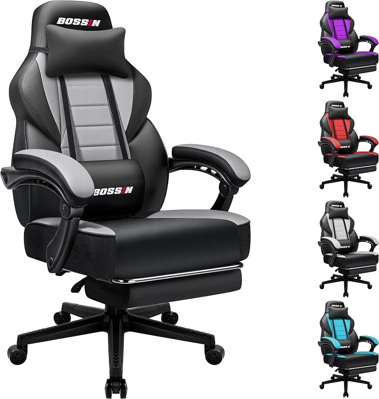 VITESSE Gaming Chair with Massage, Ergonomic Heavy Duty Design with Footrest and Lumbar Support, Large Size Cushion