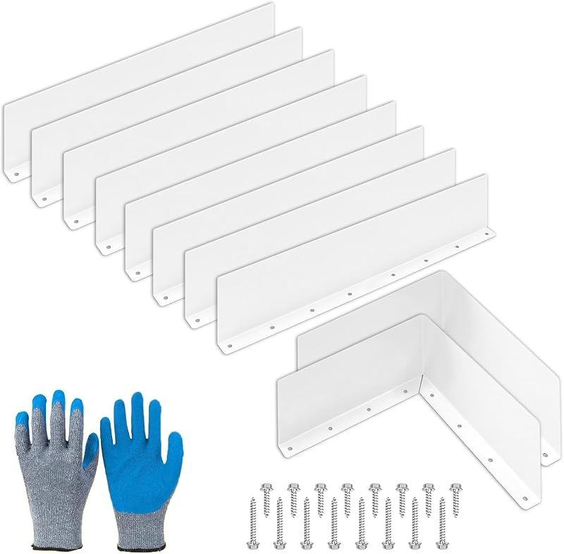 10Pcs Gutter Splash Guard White,Roof Rain Diverter,Gutter Valley — rain gutter gloves for gutter scoop