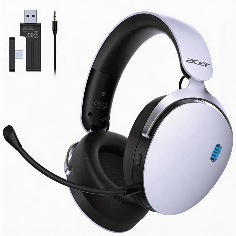 Acer Wireless Gaming Headset with Aluminum Frame for PS5, PC, Switch -White — best playstation PS5 headset for