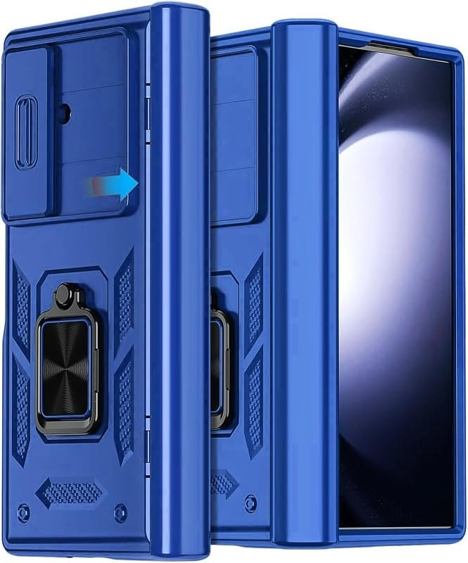 Cool Case for Samsung Galaxy Z Fold 8 Ultra, Sliding Camera Protection Cover Magnetic Rotating Ring Military Shell
