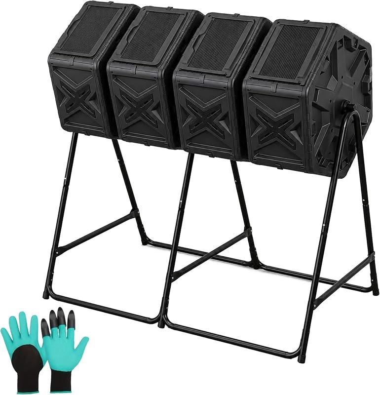 4-Chamber Compost Tumbler Outdoor 74 Gallon 280L, Large Compost Bin — best compost tumbler dual for compost tumbler dual