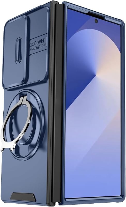 Cool Case for Samsung Galaxy Z Fold 8 Ultra, Rotating Ring Military PC and TPU Dual Layer Cover Sliding Camera