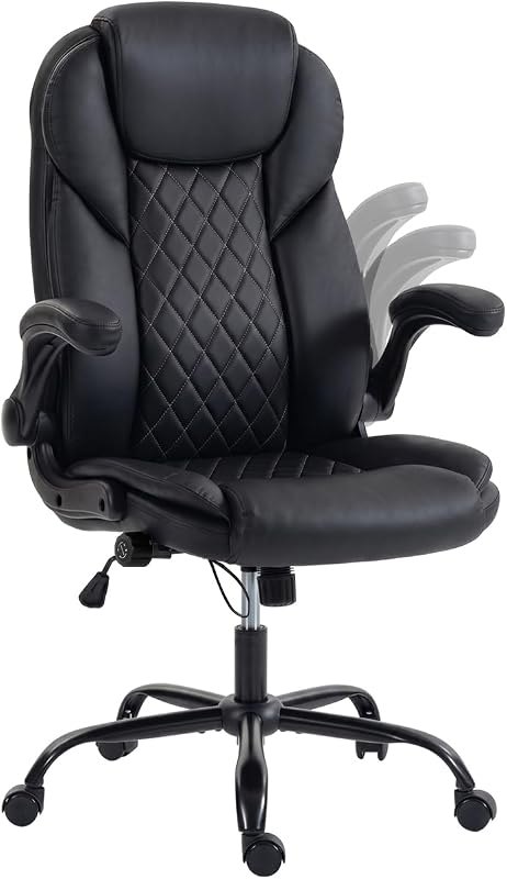 Brage Living Ergonomic Office Chair - High Back PU Leather Desk Chair Black — Ergonomic office chair for office chairs