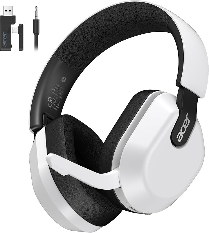 Acer Wireless Gaming Headset for PS5, 2.4GHz & Bluetooth 6.0 Gaming Headphone with Flip-to-Mute Mic, Lightweight, 70H