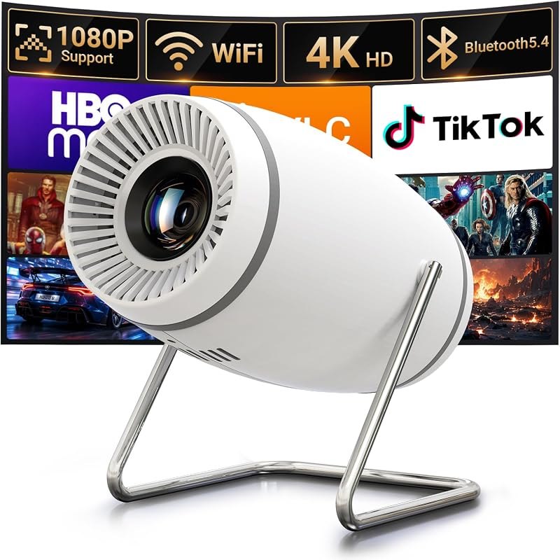 【Built-in APPS】Mini Projector With Wifi And Bluetooth, 1080P 4K Support Portable Projector, Movie Projector for