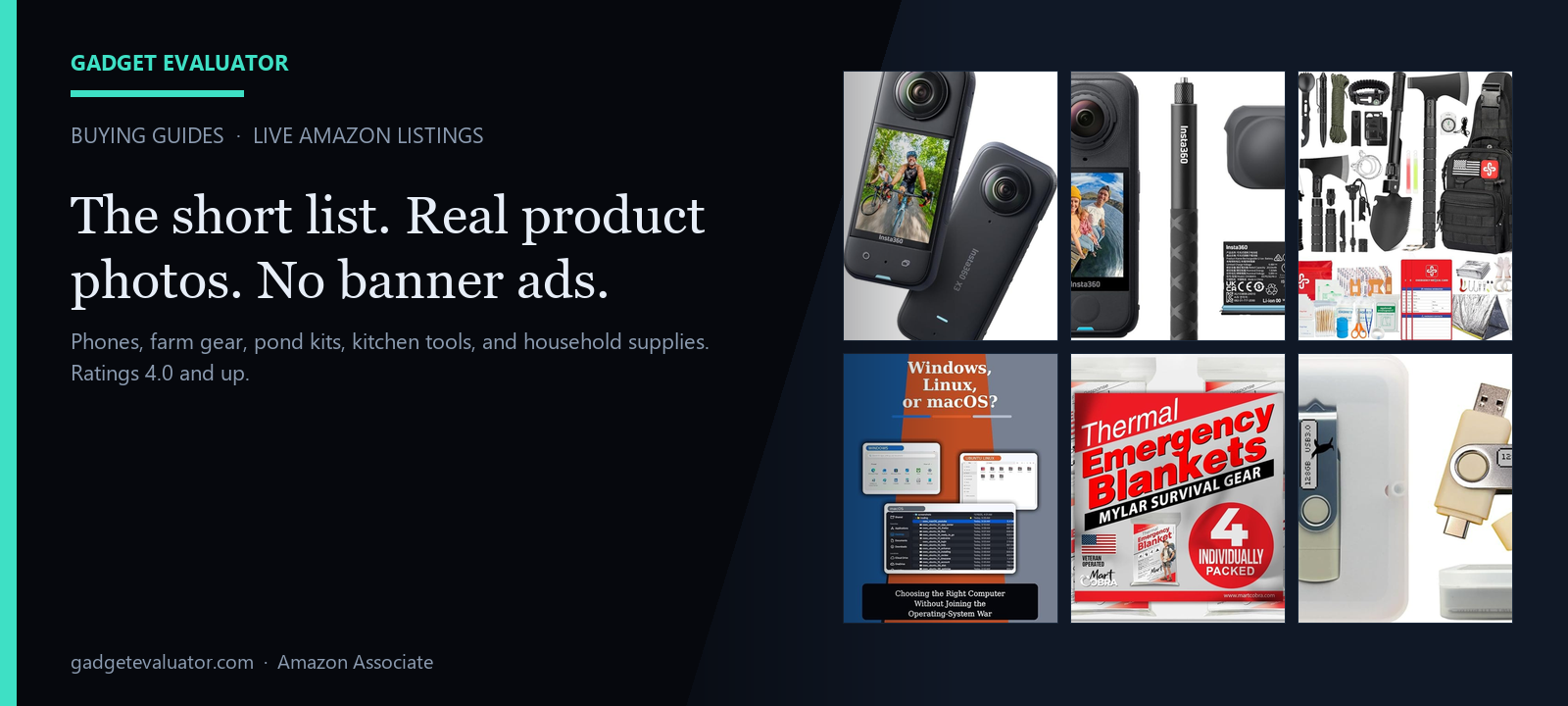 Gadget Evaluator buying guides from live Amazon listings