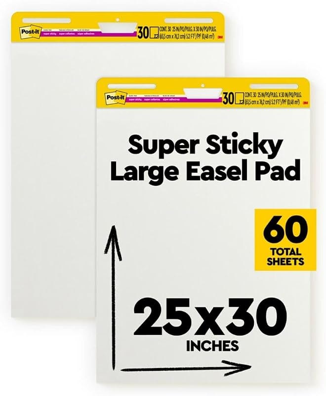 Post-it Super Sticky Easel Pad, 25 x 30 in, White, 2 Pads — Portable Star Chart for portable star chart