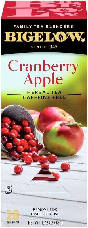 Bigelow Cranberry Apple Herbal Tea Bags 28-Count Box (Pack of 1) Cranberry Apple Hibiscus Flavored Herbal Tea Bags All