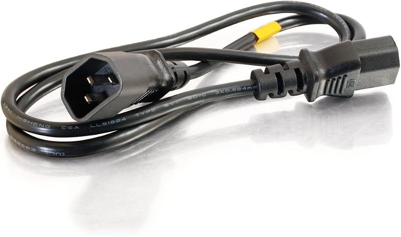 C2G Legrand C14 to C13 18 AWG Power Extension Cord, Black Computer Cord, 3 Foot Short Extension Cord, 1 Count, C2G