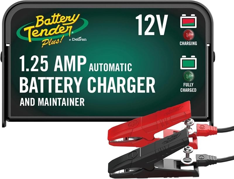 Battery Tender Plus 12V 1.25 AMP Car & Motorcycle Battery Charger and Maintainer, Float Charge for Automotive, and