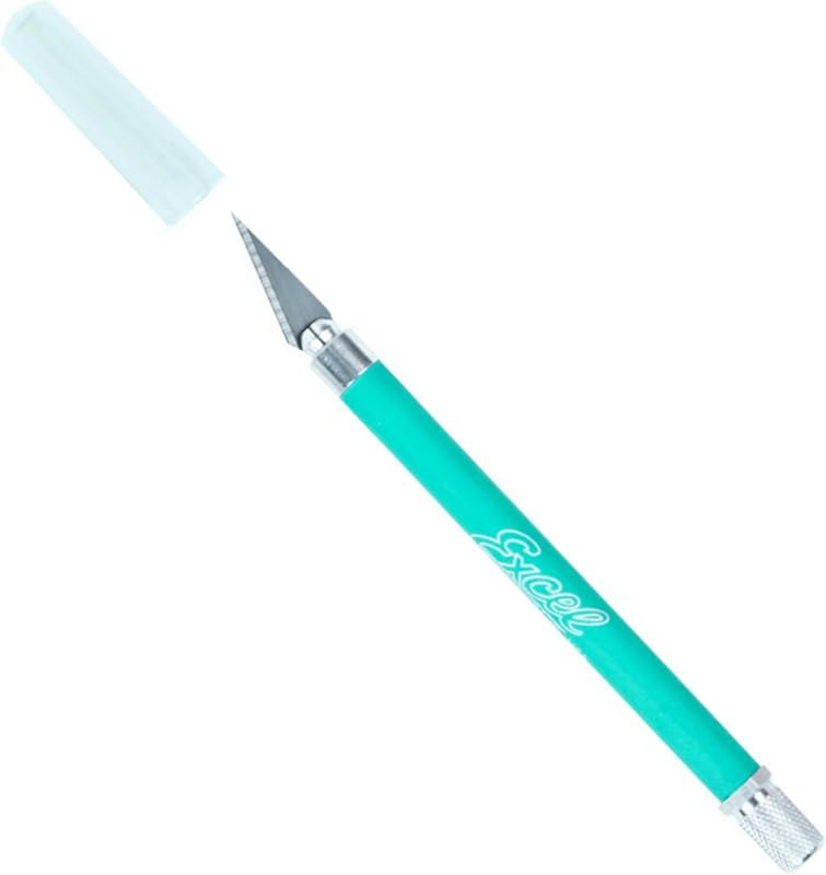 Excel Blades Soft Grip Hobby Knife, K18 with Safety Cap, American Made Light Duty Craft Knife (Green)