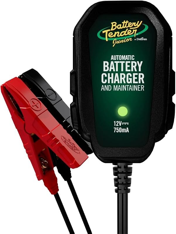 Battery Tender Junior 12V, 750mA Charger and Maintainer: Automatic 12V Powersports for Motorcycle, ATVs, and More -