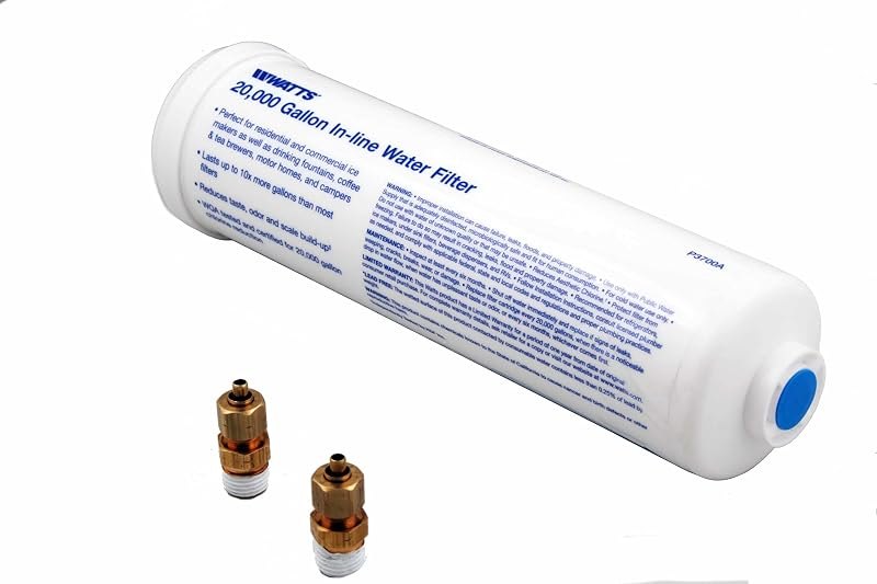 Watts Premier 20000 Gallon Inline Water Filter 1/4" Brass Connectors — inline under sink water filter for inline under