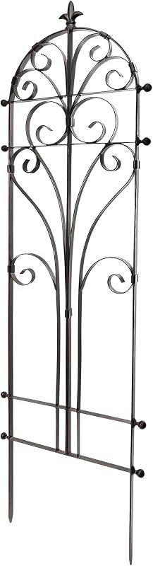 H Potter Scroll Garden Trellis 58" H, Freestanding Heavy Duty Iron 24 lbs