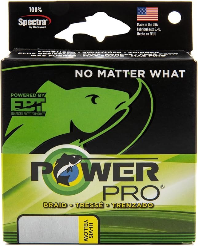 PowerPro Braided Fishing Line - Hi-Vis_Yellow - 10lb - 300yd/274m (21100100300Y) — best fishing braided line for