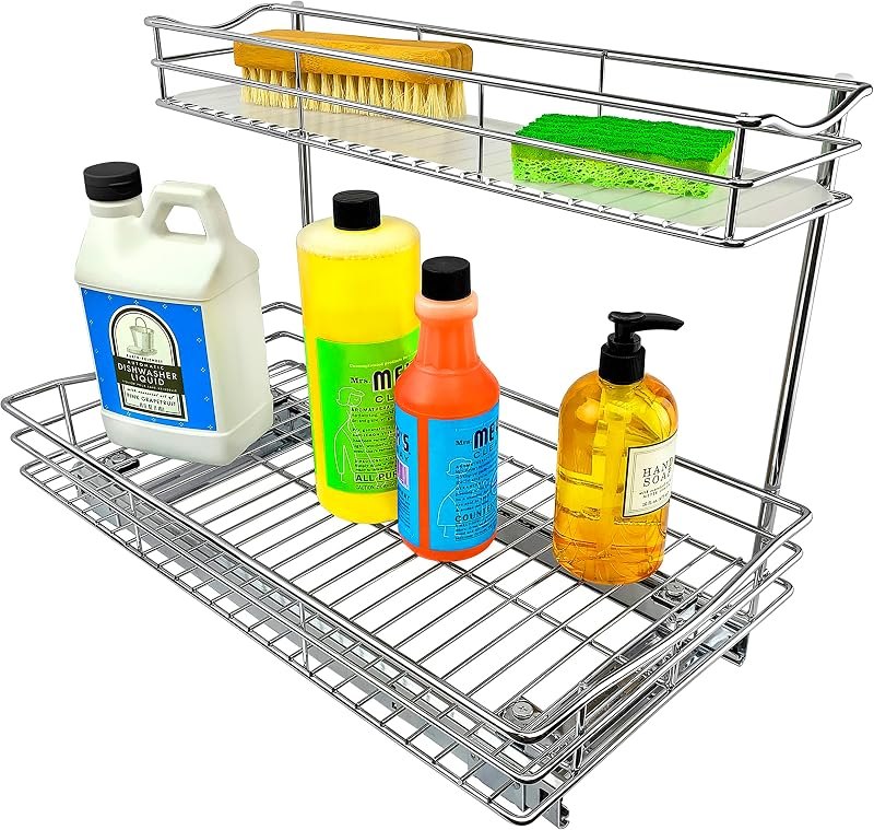 LYNK PROFESSIONAL® Pull Out Under Sink Kitchen Cabinet Organizer - 11.5 in. x 18 inch deep Drawer - Sliding Shelf