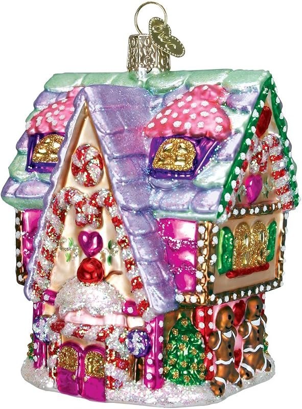 Old World Christmas Cupcake Cottage Glass Blown Ornament for Christmas Tree, Handcrafted Holiday Decoration, Cottage