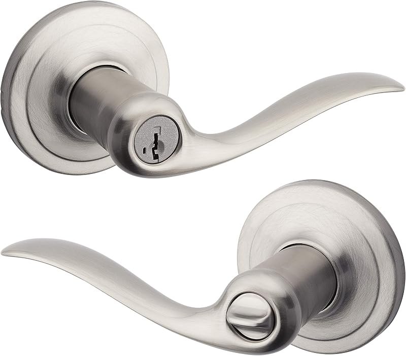 Kwikset Tustin Entry Door Handle with Lock and Key, Secure Keyed Reversible Lever Exterior, For Front Entrance and