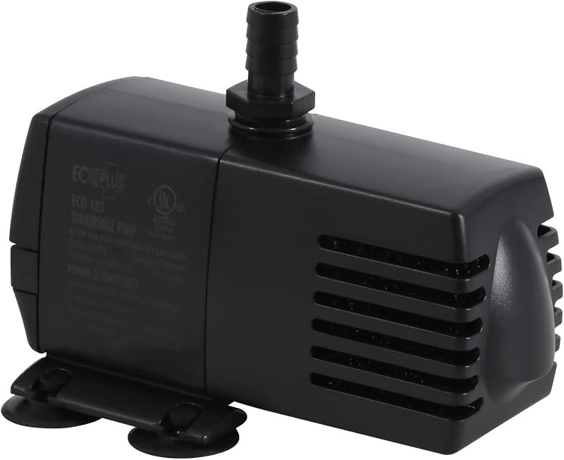 EcoPlus Eco 185 Water Pump Fixed Flow Submersible Or Inline For Aquariums, Ponds, Fountains & Hydroponics - UL Listed