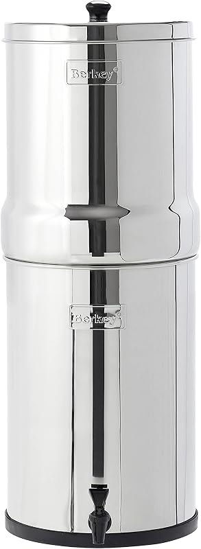 Crown Berkey Gravity-Fed Stainless Steel Countertop Water Filter System 6 Gallon with 2 Authentic Black Berkey