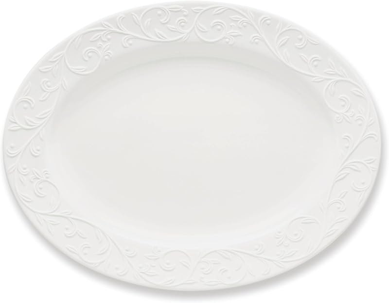 Lenox Opal Innocence Carved Oval Porcelain Serving Platter — Thanksgiving Dinner Platter for thanksgiving dinner platter