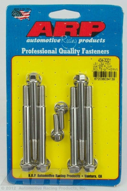 ARP 434-3201 6-Point Stainless Steel Water Pump and Thermostat Housing Bolt Kit for Chevy LS1/LS2 — offroad water pump