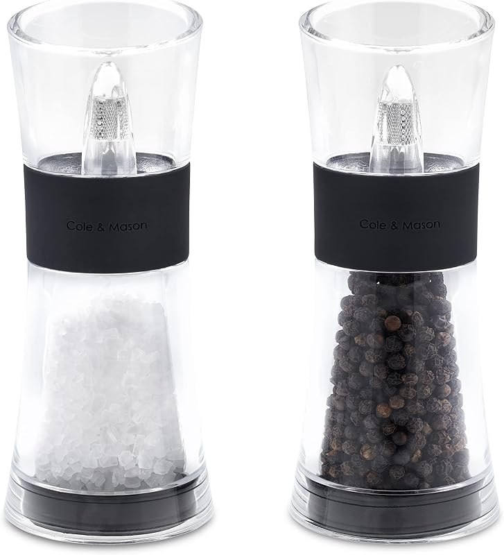 Cole & Mason H581580 Flip 180 Black Salt and Pepper Mills, Classic Inverta, Acrylic, 154 mm, Gift Set, Includes 2 x