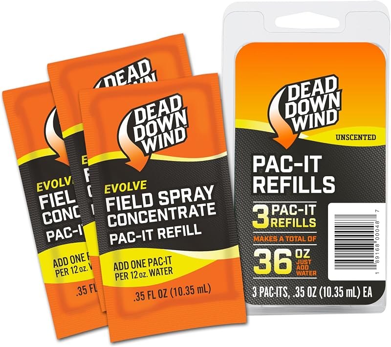 DEAD DOWN WIND Evolve Field Spray Refills - Odor Fighting Hunting Scent Control Packet - Unscented Refill - Easy to