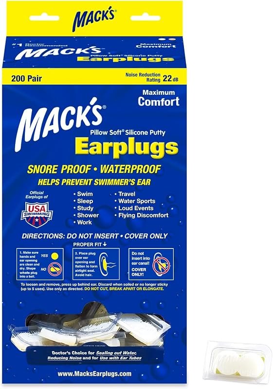 Mack's Pillow Soft Silicone Earplugs - 200 Pair Dispenser - The Original Moldable Silicone Putty Ear Plugs for