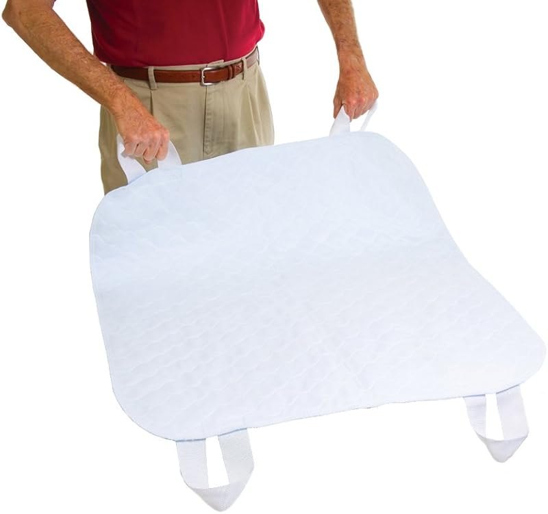 Essential Medical Supply Quik-Sorb 34" x 35" Quilted Reusable Underpad with 4 Straps - Washable and Reusable