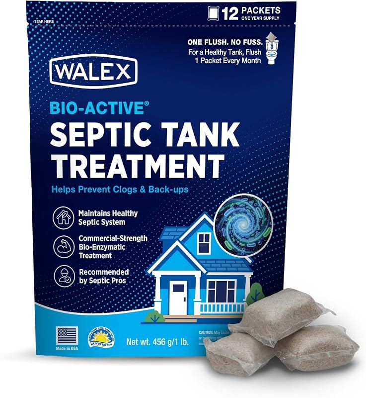 Walex Bio-Active Home Septic Tank Treatment Packets, 1-Year Supply, 12-Pack — septic effluent filter for septic