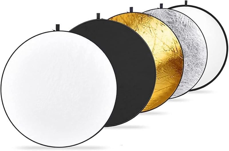 NEEWER 43 Inch/110 Centimeter Light Reflector Diffuser 5 in 1 Collapsible Multi Disc with Bag - Translucent, Silver