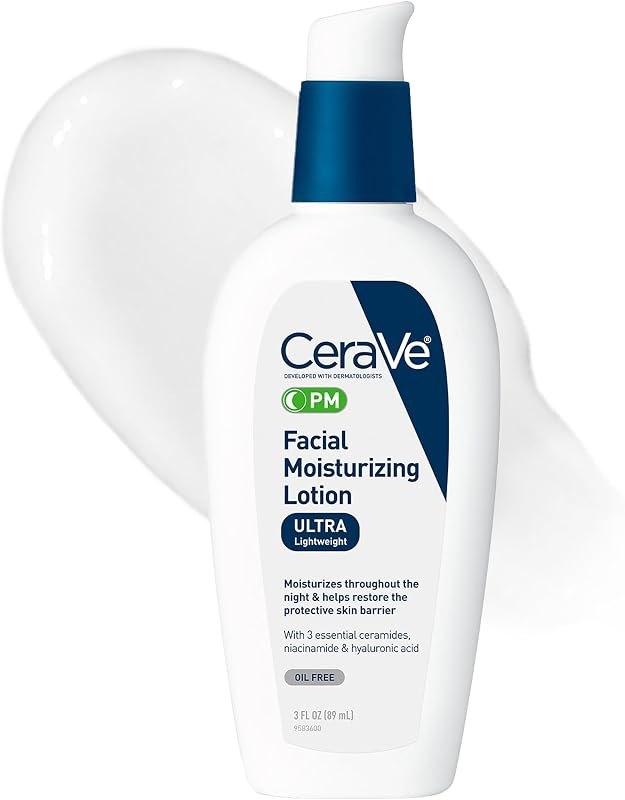 CeraVe PM Daily Facial Moisturizer, Skin Care for Dry Skin, Oil-Free, 3oz — skin ceramide moisturizer for skin
