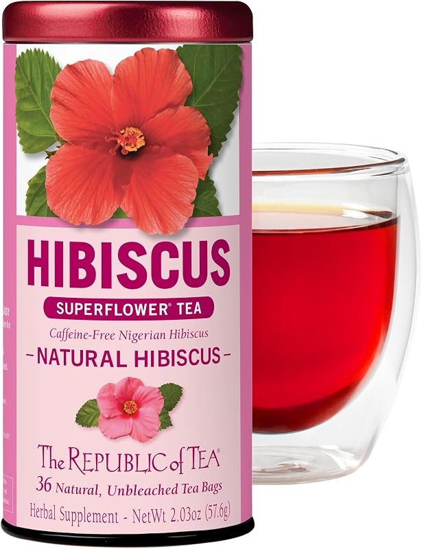 The Republic of Tea Natural Hibiscus Herbal Tea, Caffeine Free, 36 Count — Herbal Heart Health Tea for herbal heart