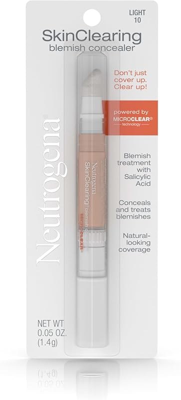 Neutrogena SkinClearing Blemish Concealer Face Makeup, Light 10, .05 oz — concealer for dark circles for concealer