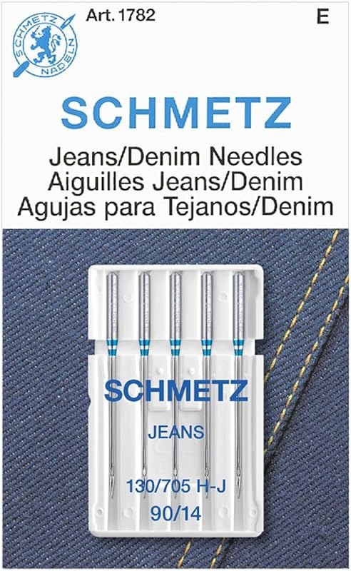 SCHMETZ Jean & Denim Sewing Machine Needles - Precision Needles for Heavy Fabric, Size 90/14, 5-Needle Cards, Pack of