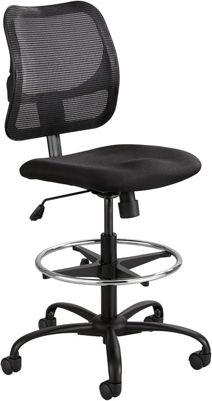 Safco Vue Office Chair, Heavy Duty Stool, 250 lbs Capacity, Ergonomic Mesh Back, 360 Swivel Seat, 5-Star Base, Black —