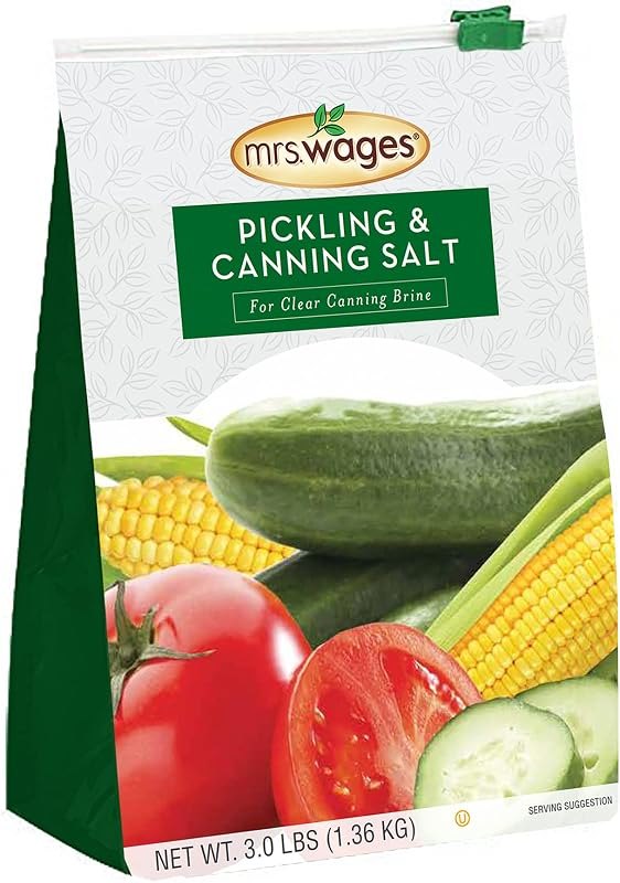 Mrs. Wages Pickling and Canning Salt, 3 lb Resealable Pouch, 6 pack